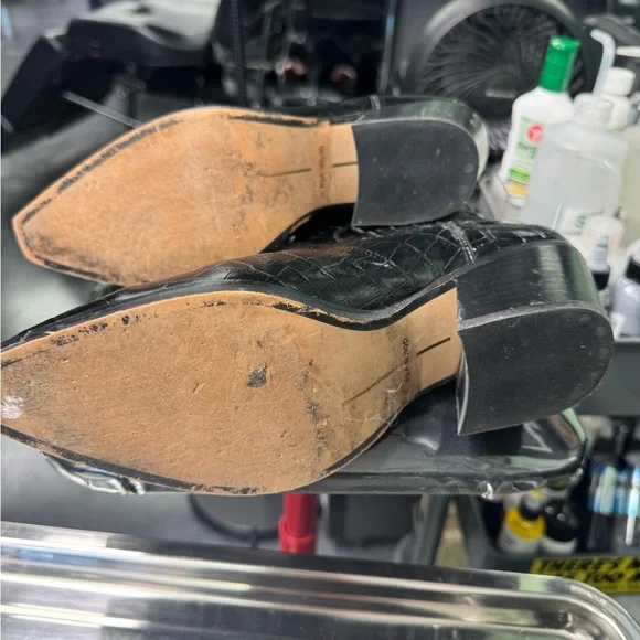 Black Croc-Embossed Ankle Boots - Picture 3 of 7